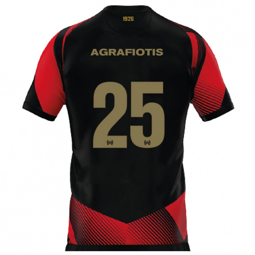 Danxen Pánské Nikolas Agrafiotis #25 Černá Červená Domů Hráčské Dresy 2025/26 Dres