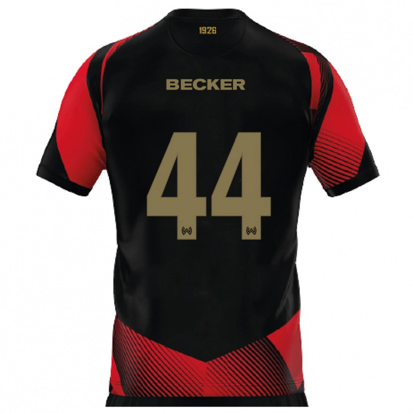 Danxen Pánské Jan Becker #44 Černá Červená Domů Hráčské Dresy 2025/26 Dres