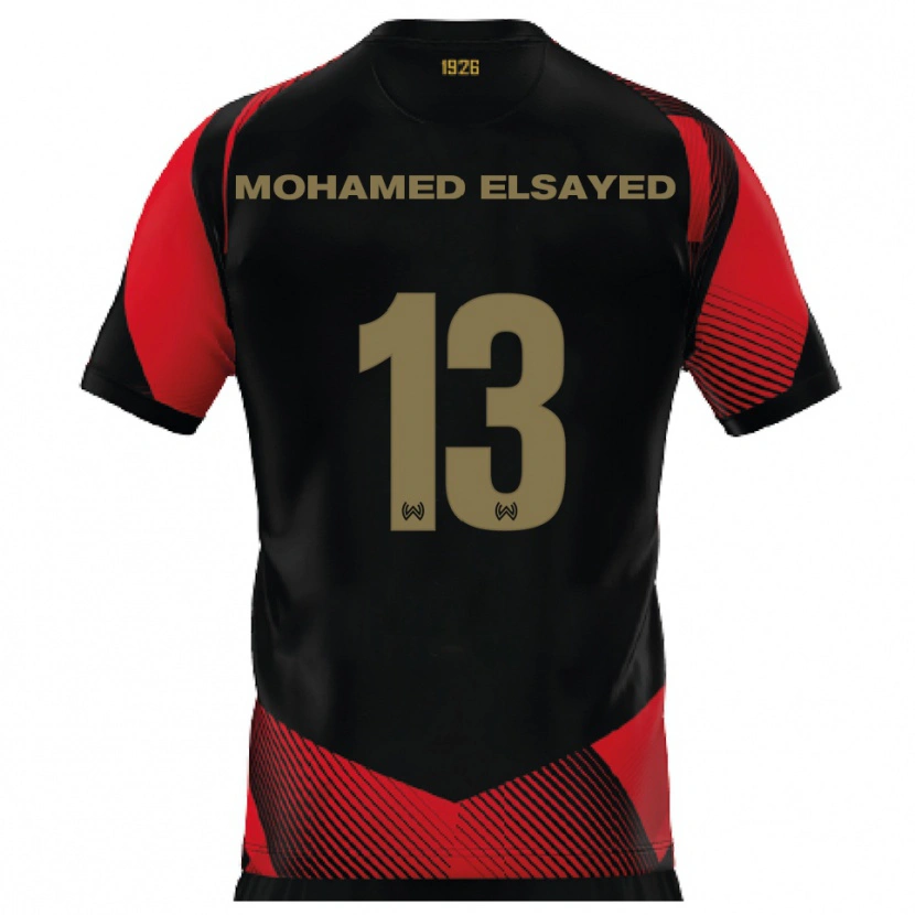 Danxen Pánské Samir Mohamed Elsayed #13 Černá Červená Domů Hráčské Dresy 2025/26 Dres