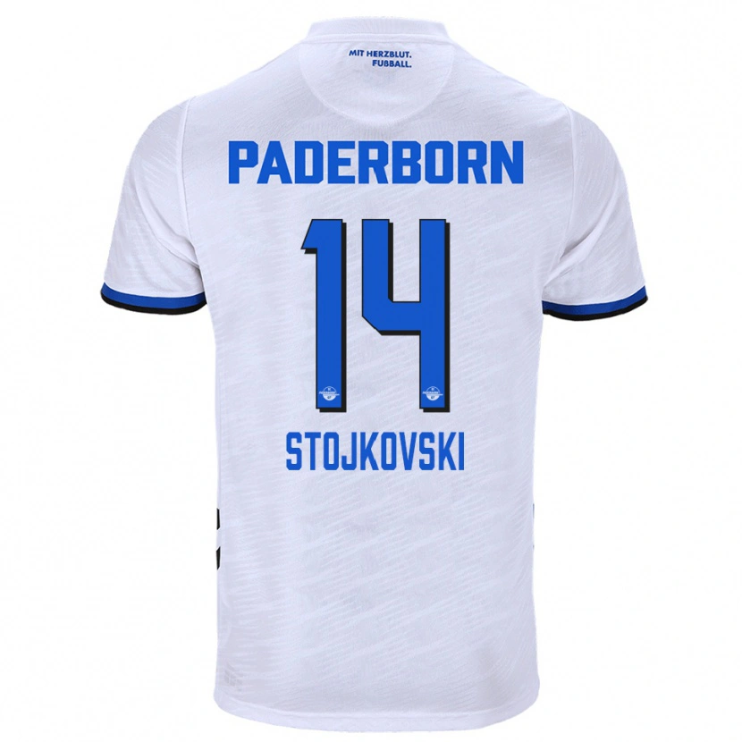 Danxen Pánské Jakov Stojkovski #14 Bílá Modrá Daleko Hráčské Dresy 2025/26 Dres