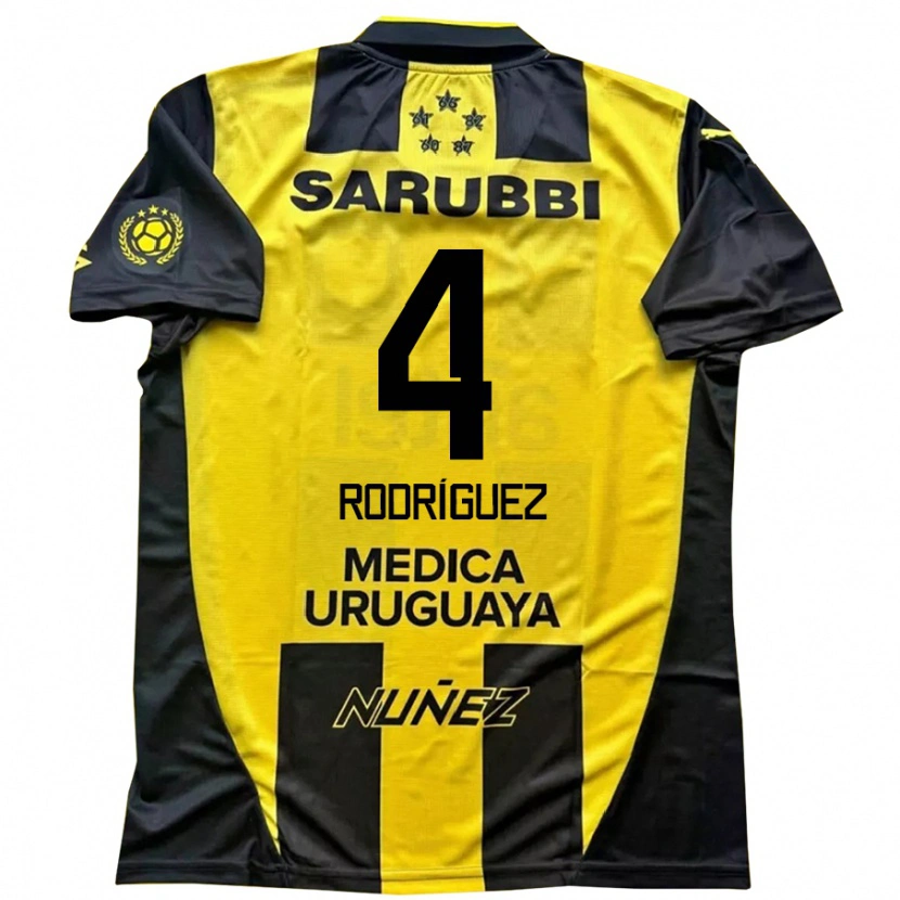 Danxen Dětské Guzmán Rodríguez #4 Černá Žlutá Domů Hráčské Dresy 2025/26 Dres