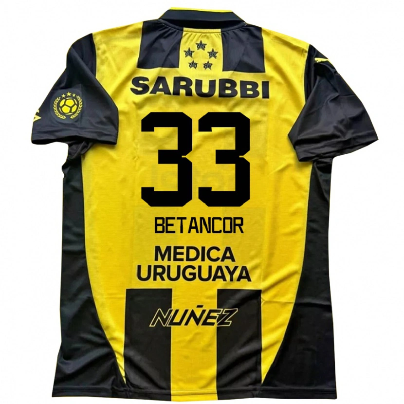 Danxen Dětské Bruno Betancor #33 Černá Žlutá Domů Hráčské Dresy 2025/26 Dres