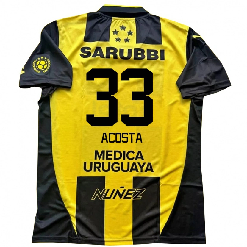 Danxen Dětské Nahuel Acosta #33 Černá Žlutá Domů Hráčské Dresy 2025/26 Dres