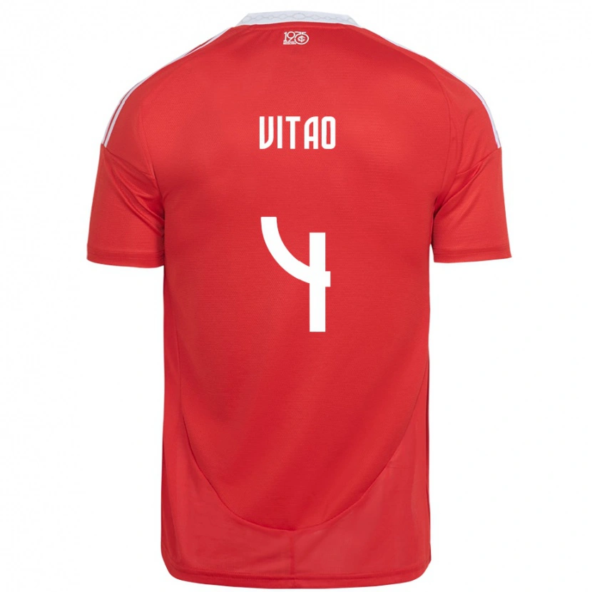 Danxen Dětské Vitão #4 Bílá Červená Domů Hráčské Dresy 2025/26 Dres