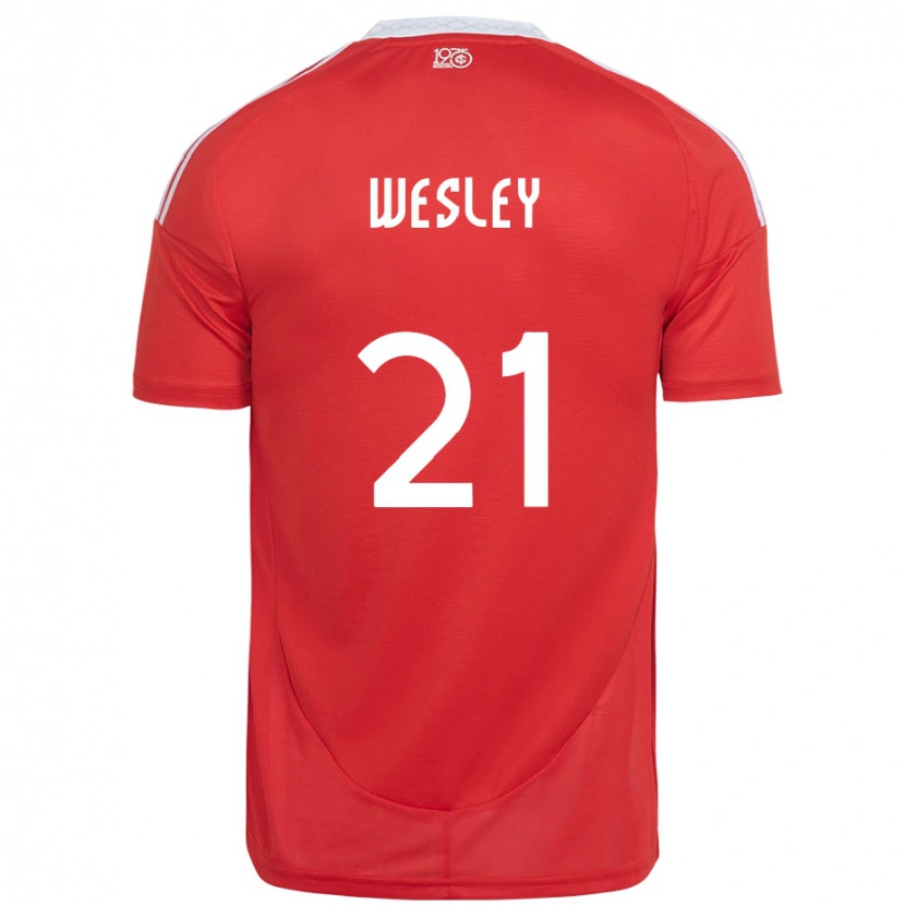 Danxen Dětské Wesley #21 Bílá Červená Domů Hráčské Dresy 2025/26 Dres