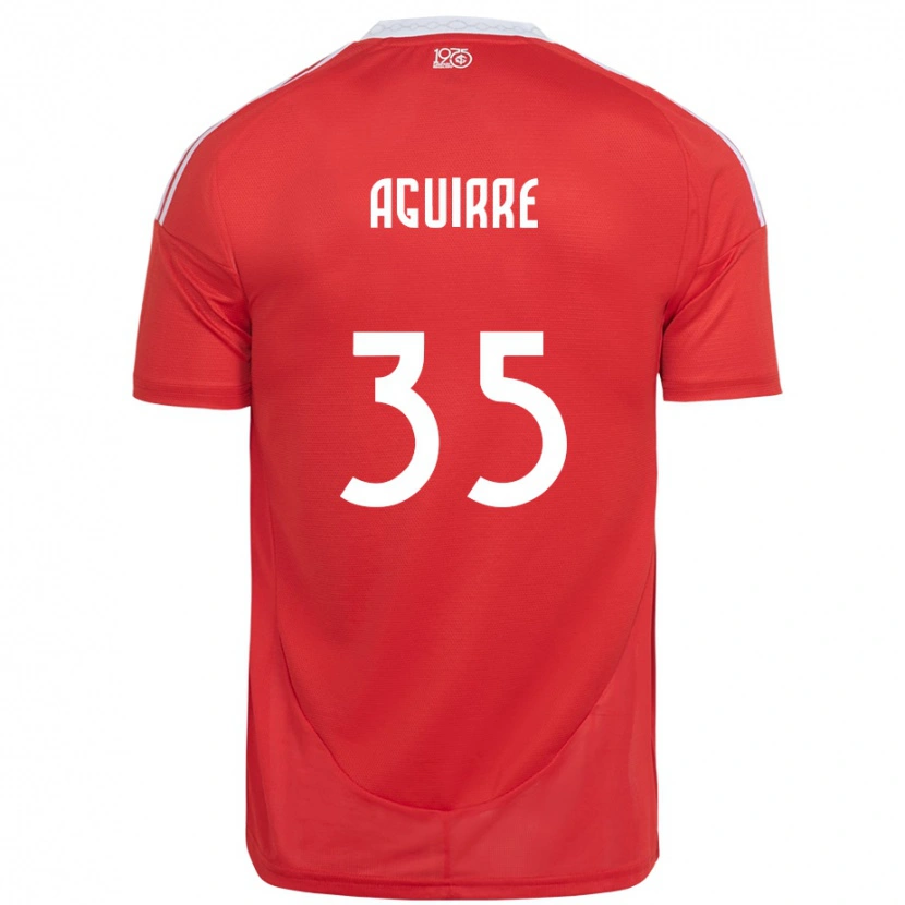 Danxen Dětské Braian Aguirre #35 Bílá Červená Domů Hráčské Dresy 2025/26 Dres