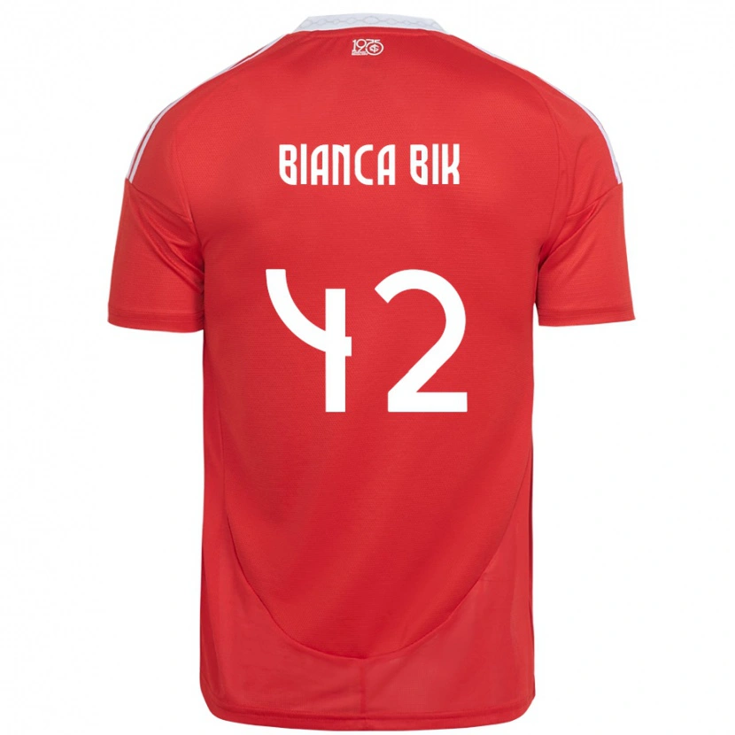 Danxen Dětské Bianca Bik #42 Bílá Červená Domů Hráčské Dresy 2025/26 Dres