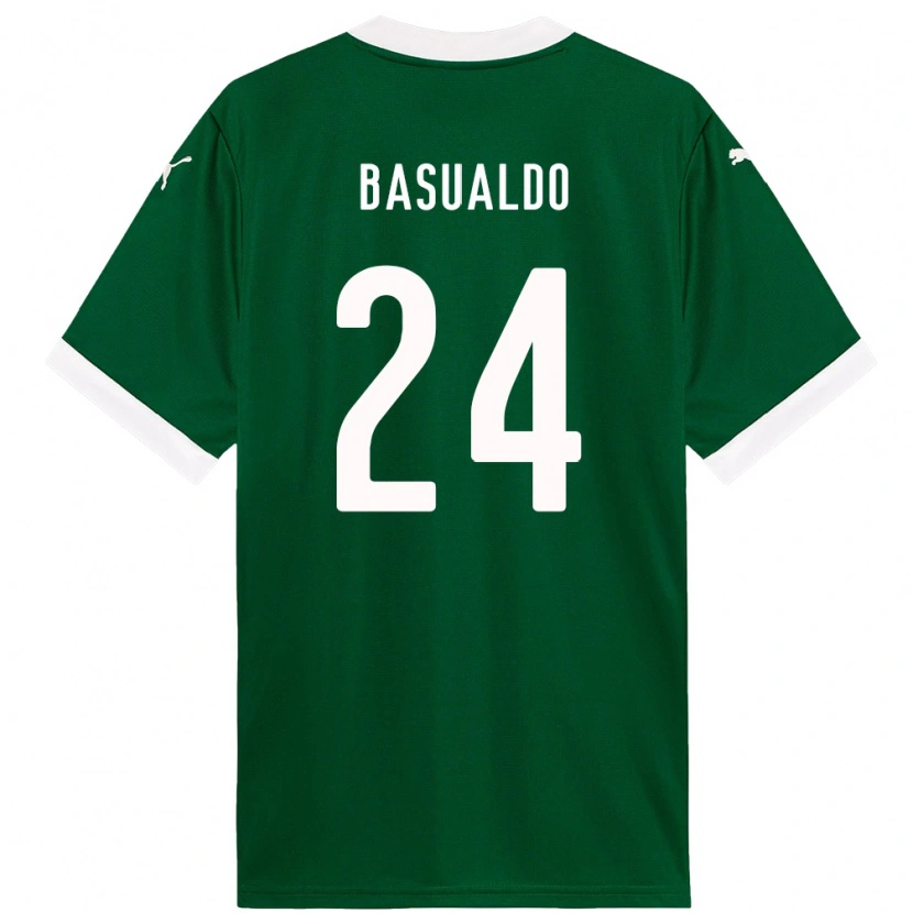Danxen Dětské Luis Basualdo #24 Bílá Zelená Domů Hráčské Dresy 2025/26 Dres