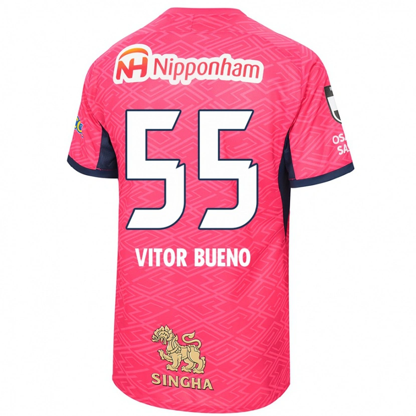 Danxen Dětské Vitor Bueno #55 Bílá Sakura Růžová Domů Hráčské Dresy 2025/26 Dres