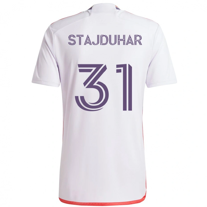 Danxen Dětské Mason Stajduhar #31 Bílá Fialová Daleko Hráčské Dresy 2025/26 Dres