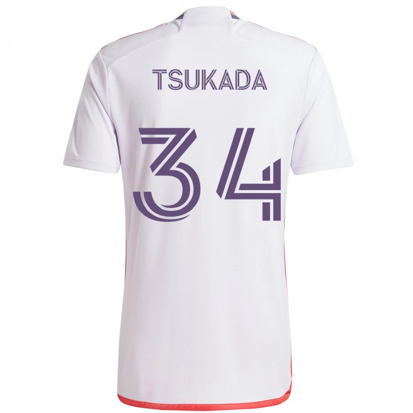 Danxen Dětské Yutaro Tsukada #34 Bílá Fialová Daleko Hráčské Dresy 2025/26 Dres