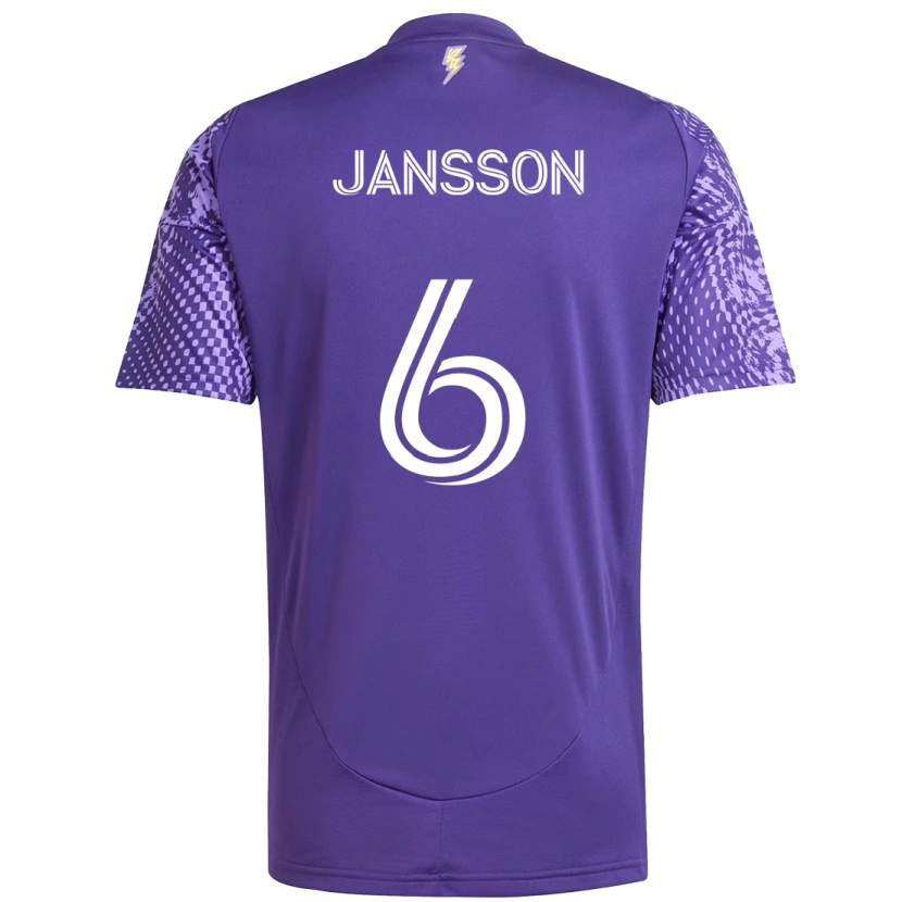 Danxen Pánské Robin Jansson #6 Bílá Fialová Domů Hráčské Dresy 2025/26 Dres