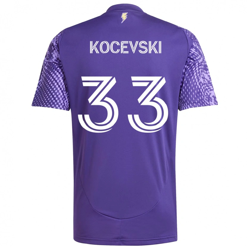 Danxen Pánské Jeorgio Kocevski #33 Bílá Fialová Domů Hráčské Dresy 2025/26 Dres