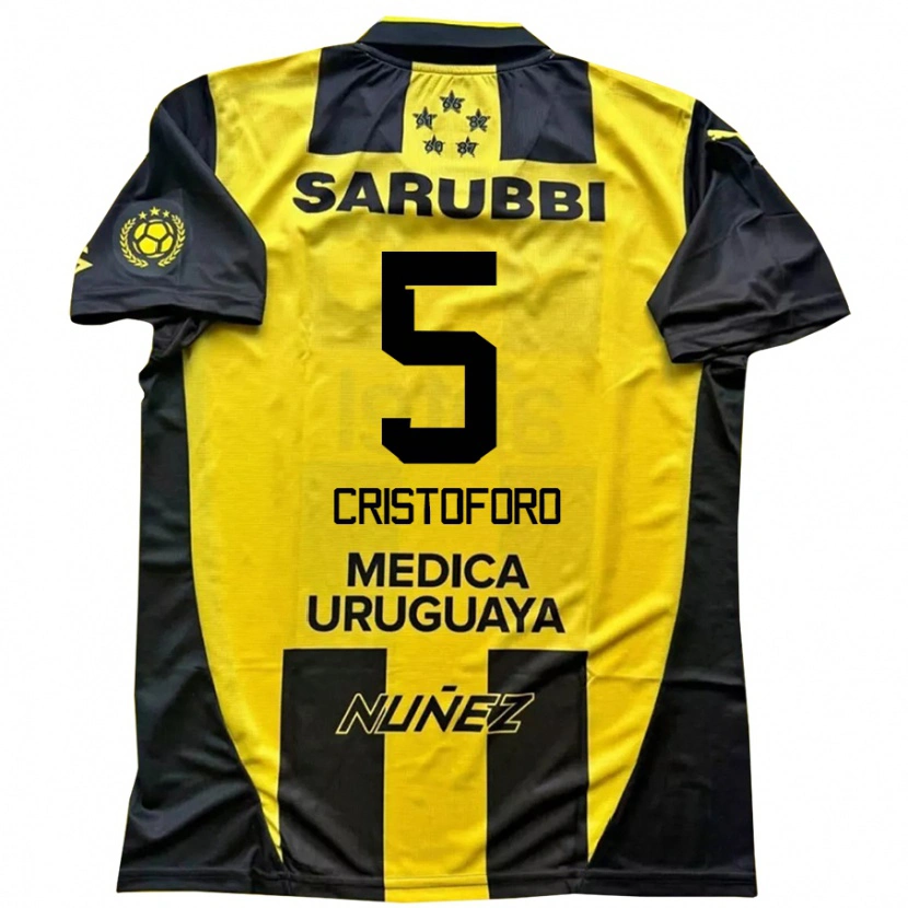 Danxen Pánské Sebastián Cristóforo #5 Černá Žlutá Domů Hráčské Dresy 2025/26 Dres