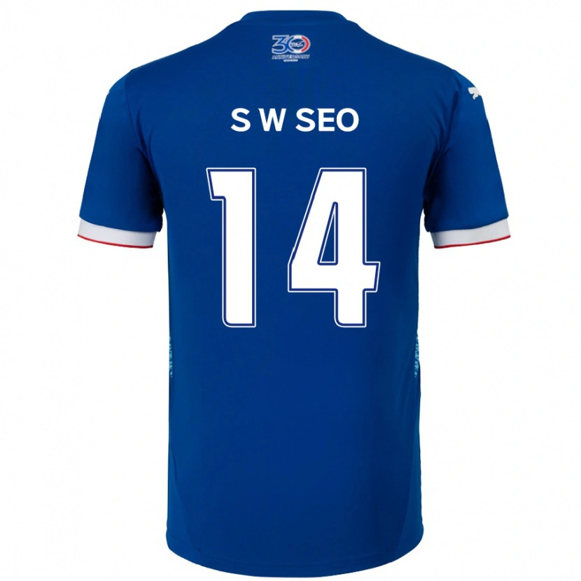 Danxen Pánské Woo-Seong Seo #14 Bílá Královská Modrá Domů Hráčské Dresy 2025/26 Dres
