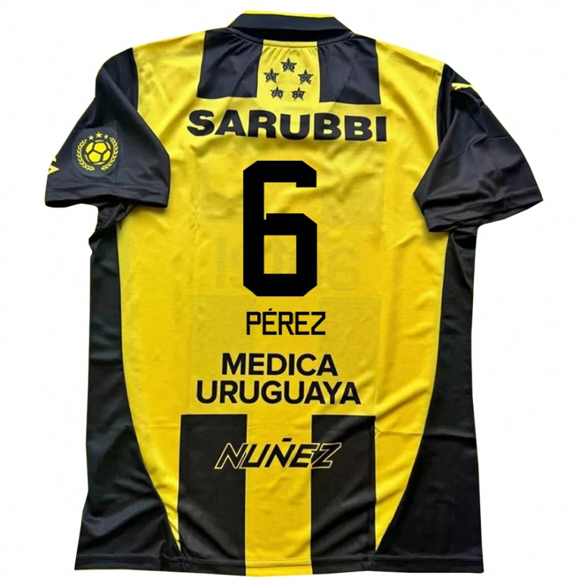 Danxen Dámské Rodrigo Pérez #6 Černá Žlutá Domů Hráčské Dresy 2025/26 Dres