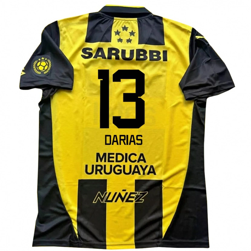 Danxen Dámské Eduardo Darias #13 Černá Žlutá Domů Hráčské Dresy 2025/26 Dres