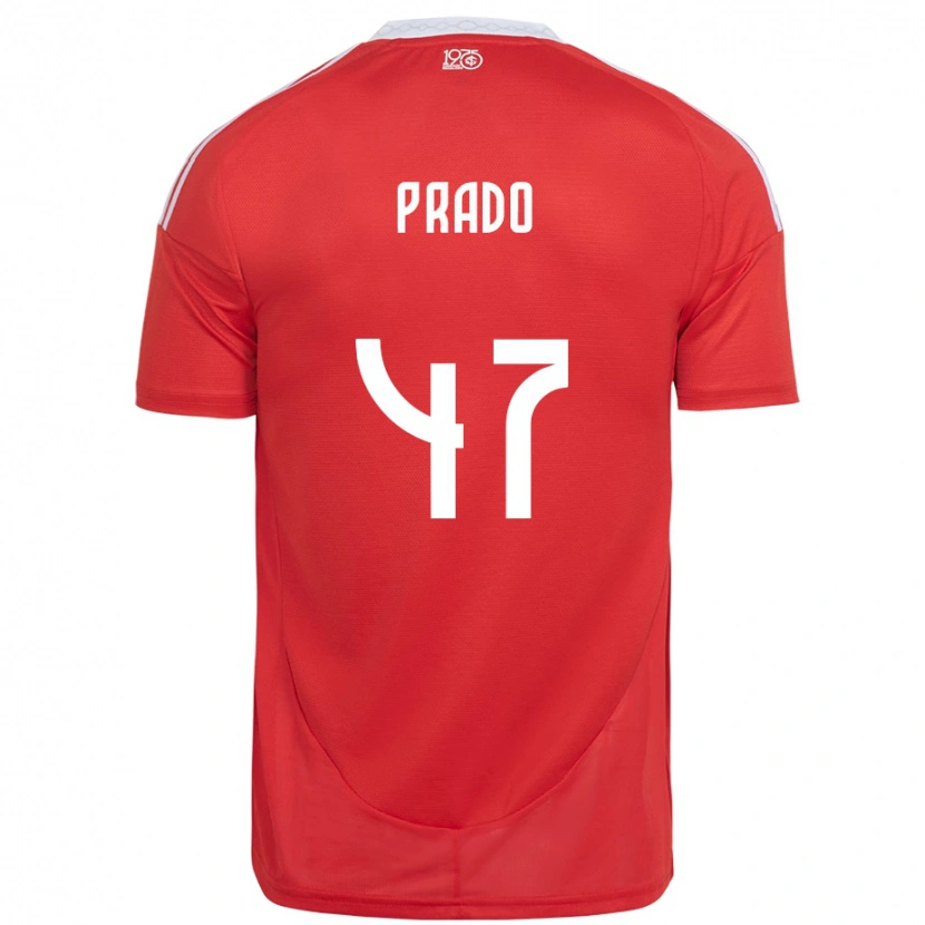 Danxen Dámské Gustavo Prado #47 Bílá Červená Domů Hráčské Dresy 2025/26 Dres