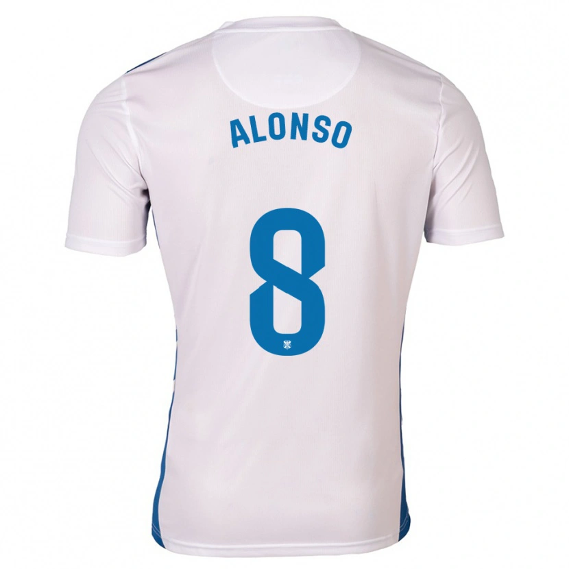 Danxen Dámské Javi Alonso #8 Bílá Modrá Domů Hráčské Dresy 2025/26 Dres