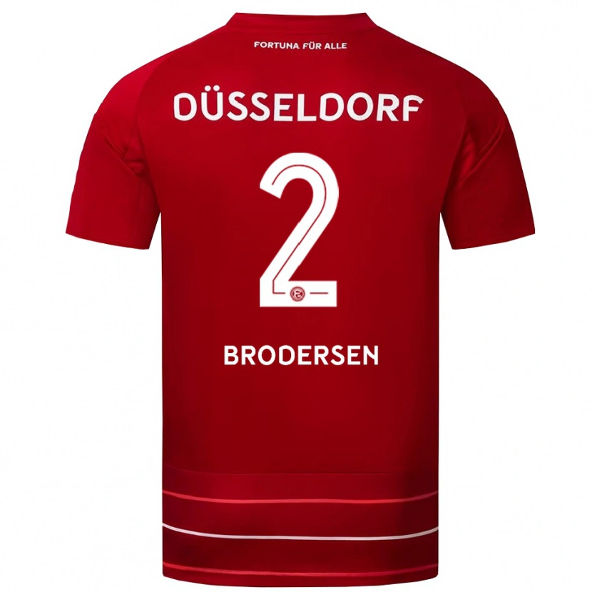 Danxen Dámské Leonard Brodersen #2 Červená Bílá Domů Hráčské Dresy 2025/26 Dres