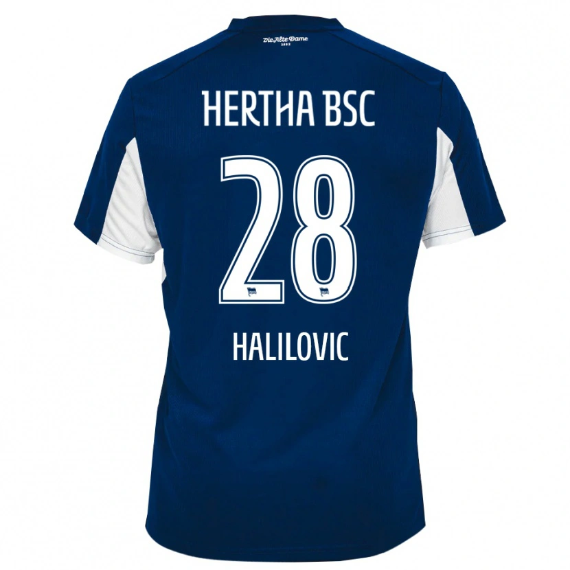 Danxen Dámské Din Halilovic #28 Bílá Modrá Domů Hráčské Dresy 2025/26 Dres