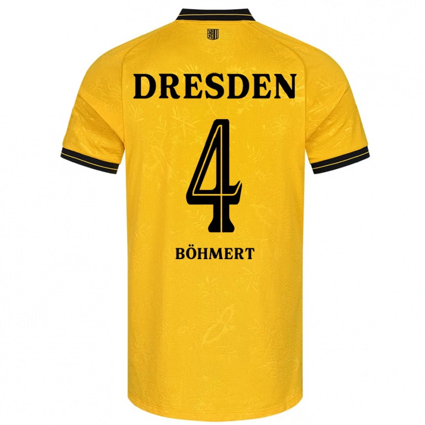 Danxen Dámské Jonas Böhmert #4 Žlutá Černá Domů Hráčské Dresy 2025/26 Dres
