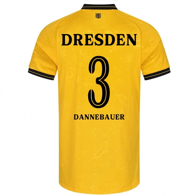 Danxen Dámské Elias Dannebauer #3 Žlutá Černá Domů Hráčské Dresy 2025/26 Dres