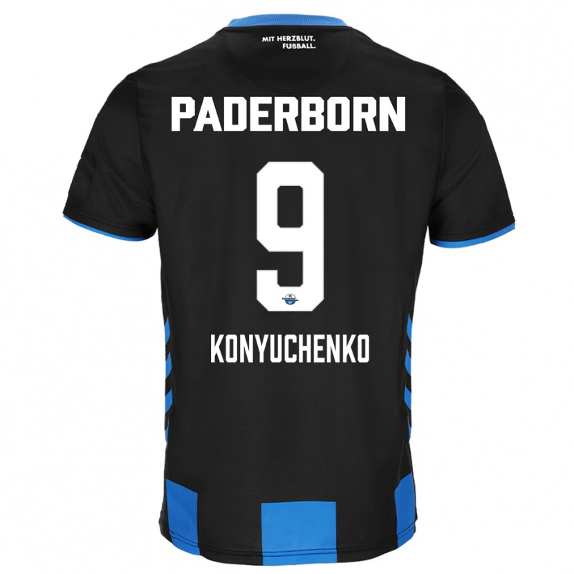 Danxen Dámské Yehor Konyuchenko #9 Černá Modrá Domů Hráčské Dresy 2025/26 Dres