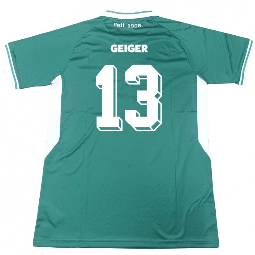 Danxen Dámské Luca Geiger #13 Zelená Bílá Domů Hráčské Dresy 2025/26 Dres