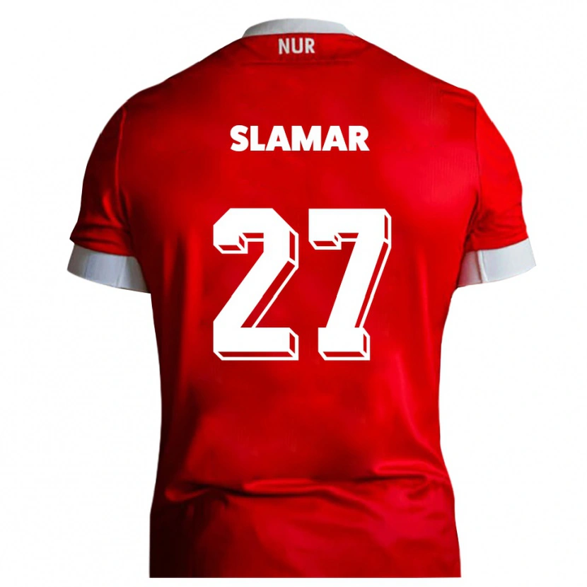 Danxen Dámské Dennis Slamar #27 Červená Bílá Domů Hráčské Dresy 2025/26 Dres