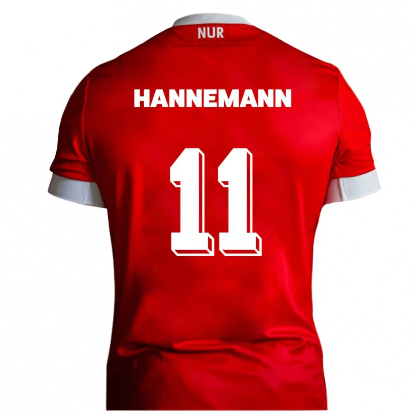 Danxen Dámské Moritz Hannemann #11 Červená Bílá Domů Hráčské Dresy 2025/26 Dres