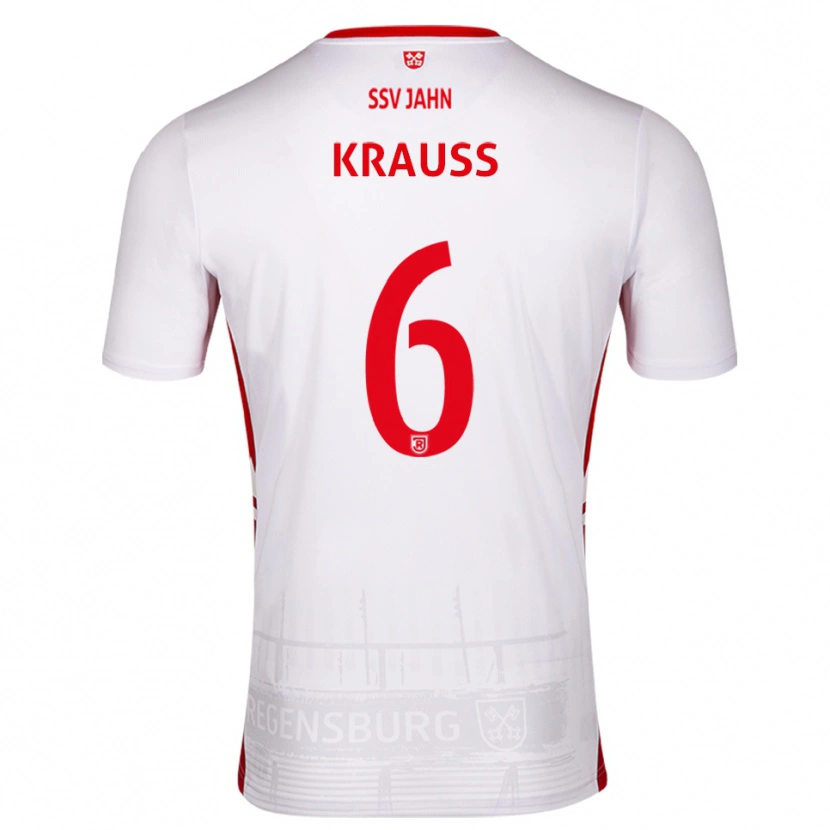 Danxen Dámské Jakob Krauss #6 Bílá Červená Domů Hráčské Dresy 2025/26 Dres