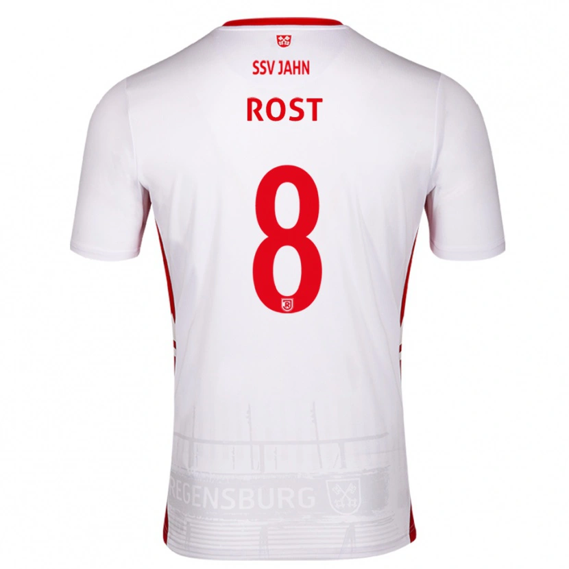 Danxen Dámské Fabio Rost #8 Bílá Červená Domů Hráčské Dresy 2025/26 Dres