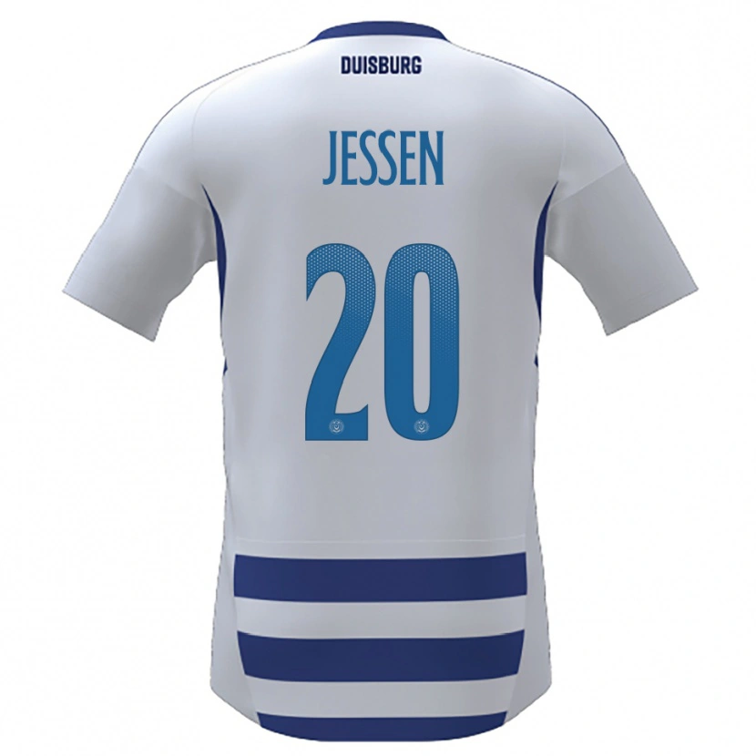 Danxen Dámské Niklas Jessen #20 Bílá Modrá Domů Hráčské Dresy 2025/26 Dres
