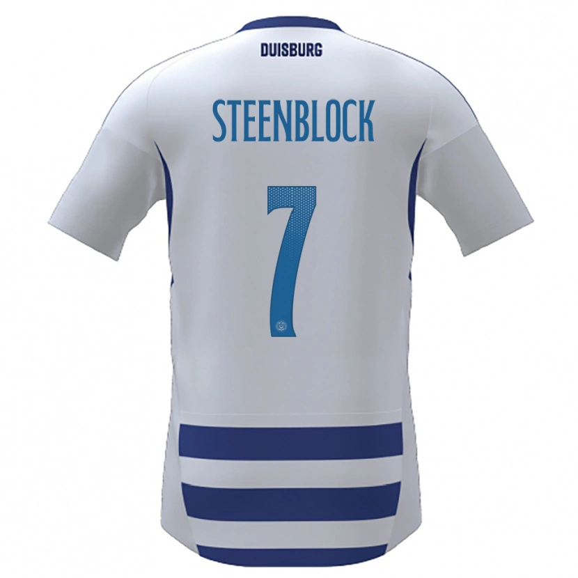 Danxen Dámské Jannis Steenblock #7 Bílá Modrá Domů Hráčské Dresy 2025/26 Dres