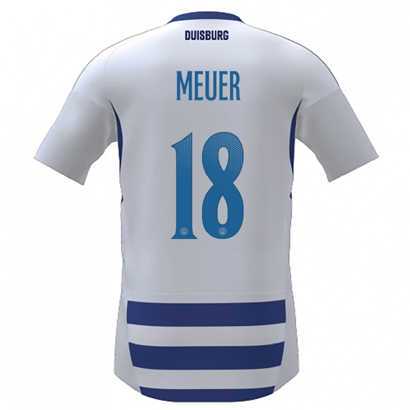 Danxen Dámské Steffen Meuer #18 Bílá Modrá Domů Hráčské Dresy 2025/26 Dres