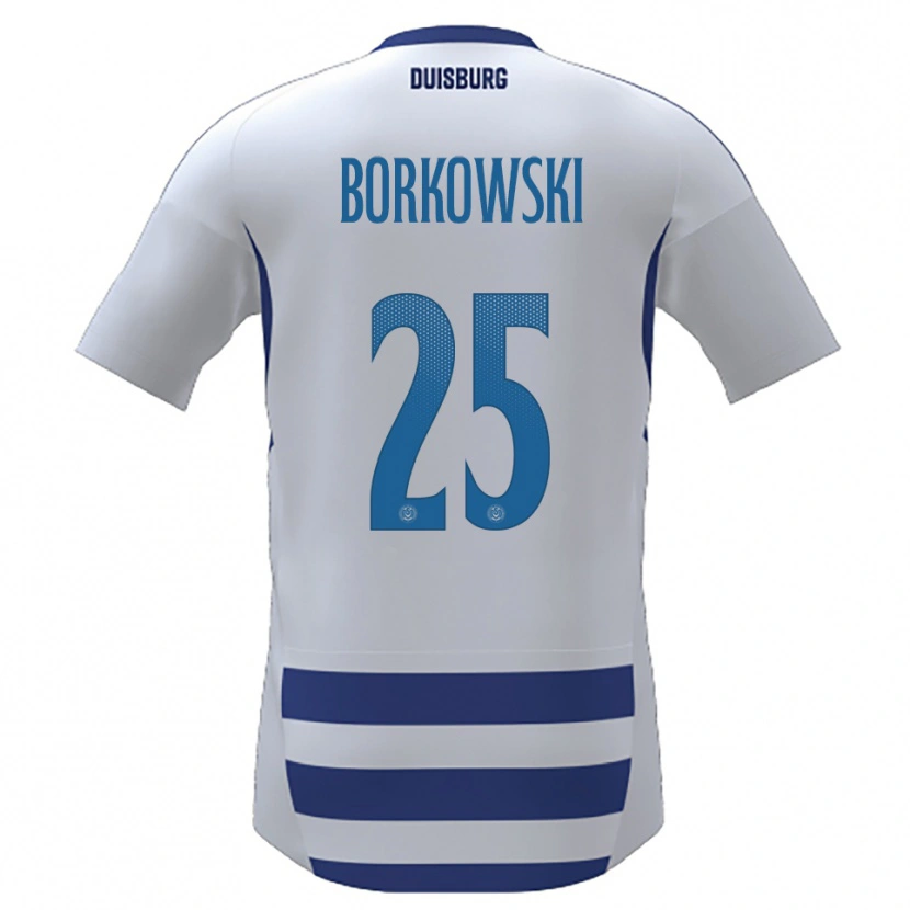 Danxen Dámské Dennis Borkowski #25 Bílá Modrá Domů Hráčské Dresy 2025/26 Dres