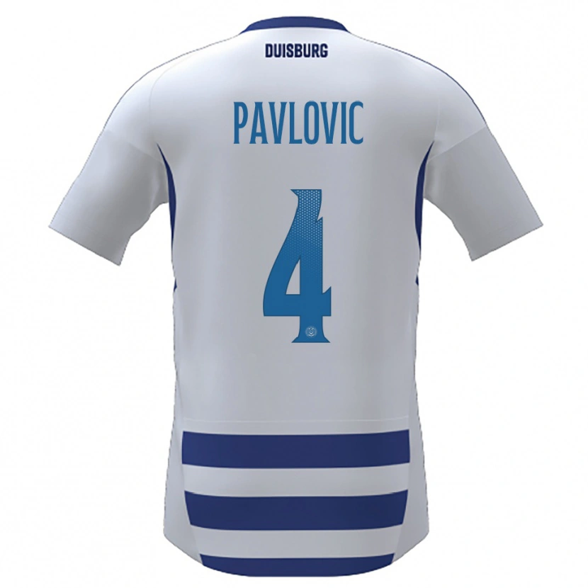 Danxen Dámské Marko Pavlovic #4 Bílá Modrá Domů Hráčské Dresy 2025/26 Dres