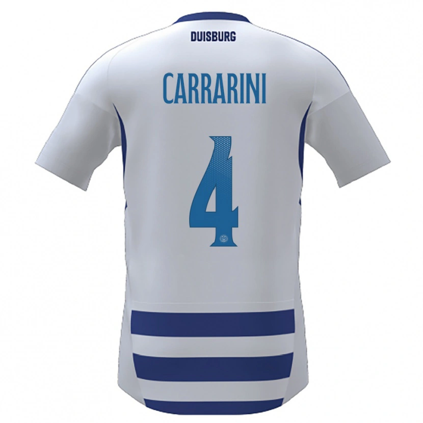 Danxen Dámské Ellie Carrarini #4 Bílá Modrá Domů Hráčské Dresy 2025/26 Dres