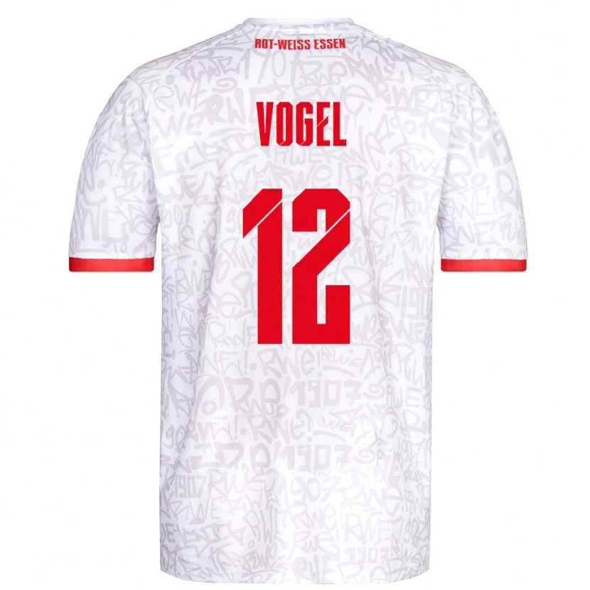 Danxen Dámské Colin Vogel #12 Bílá Červená Domů Hráčské Dresy 2025/26 Dres