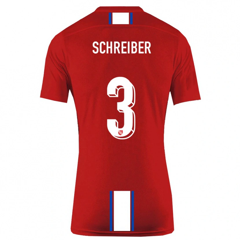 Danxen Dámské David Schreiber #3 Červená Bílá Domů Hráčské Dresy 2025/26 Dres