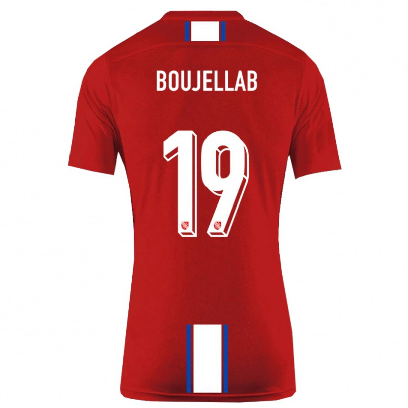 Danxen Dámské Nassim Boujellab #19 Červená Bílá Domů Hráčské Dresy 2025/26 Dres