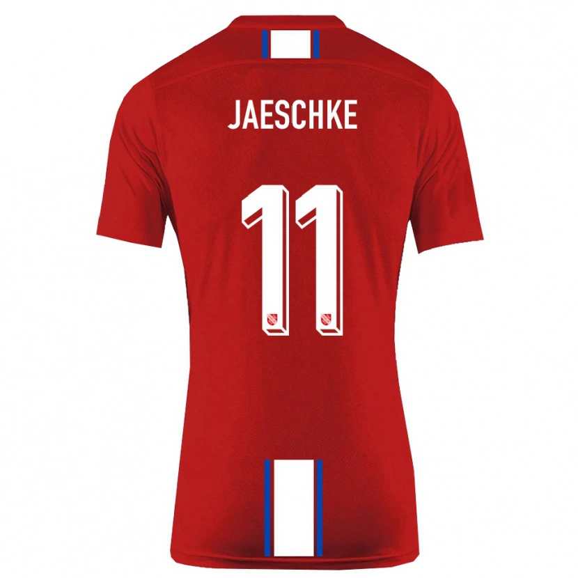 Danxen Dámské Yannik Jaeschke #11 Červená Bílá Domů Hráčské Dresy 2025/26 Dres
