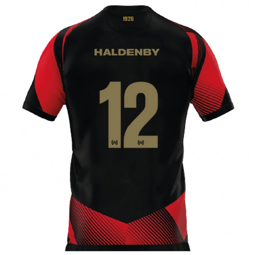 Danxen Dámské Ben Haldenby #12 Černá Červená Domů Hráčské Dresy 2025/26 Dres