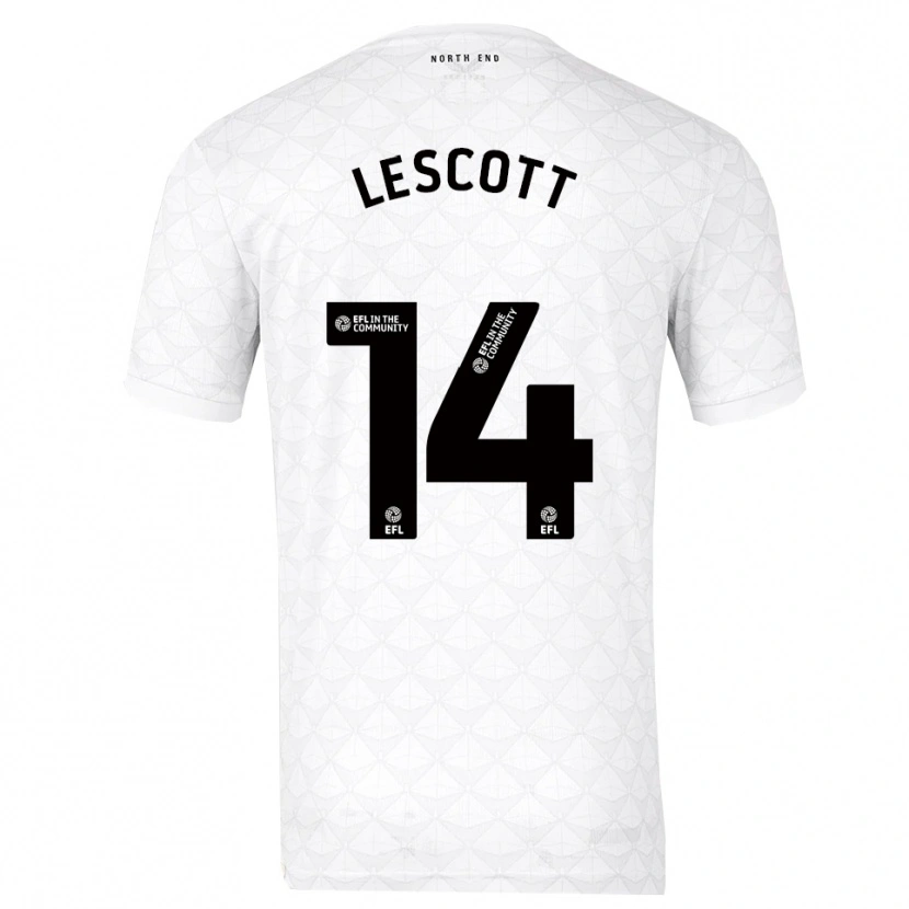 Danxen Dětské Clayton Lescott #14 Bílá Červená Domů Hráčské Dresy 2025/26 Dres
