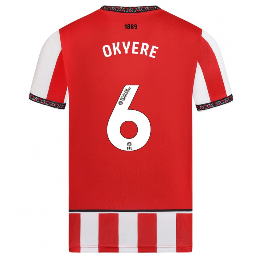 Danxen Dětské Seth Okyere #6 Červená Bílá Domů Hráčské Dresy 2025/26 Dres