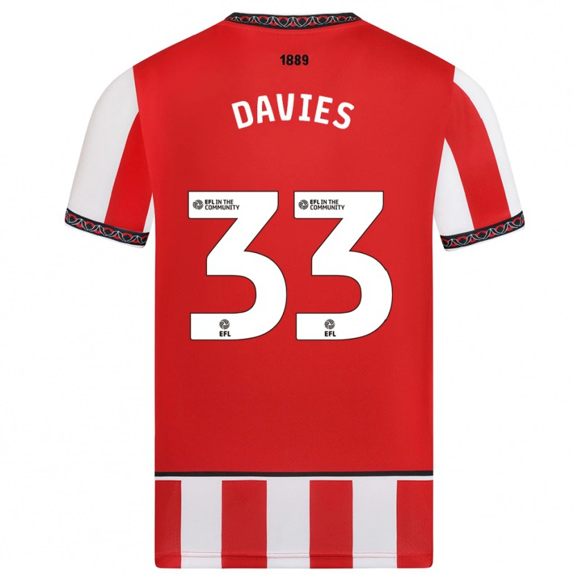 Danxen Dětské Bethan Davies #33 Červená Bílá Domů Hráčské Dresy 2025/26 Dres