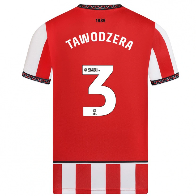 Danxen Dětské Dylan Tawodzera #3 Červená Bílá Domů Hráčské Dresy 2025/26 Dres