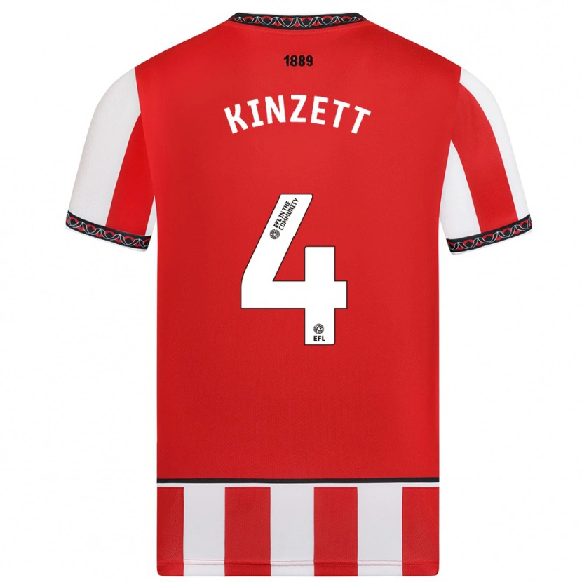 Danxen Dětské Ella Kinzett #4 Červená Bílá Domů Hráčské Dresy 2025/26 Dres