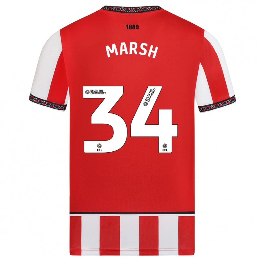 Danxen Dětské Louie Marsh #34 Červená Bílá Domů Hráčské Dresy 2025/26 Dres